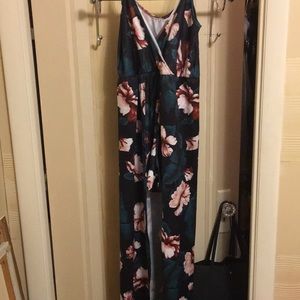 Green floral dress with shorts